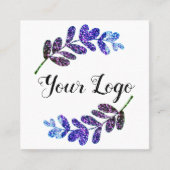 シンプル青カスタム紫ブラック葉のロゴを追加 スクエア名刺 (正面)
