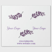 シンプル青カスタム紫ブラック葉のロゴを追加 ラッピングペーパー (フラット)