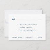 シンプル青グラデーションバー（ユダヤ教の）バル・ミツバー食事オプションRSVP 出欠カード (正面)