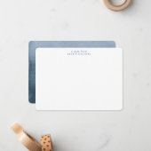 シンプル青グラデーション水ミニマル色 ノートカード (正面/裏面インサイチュ)