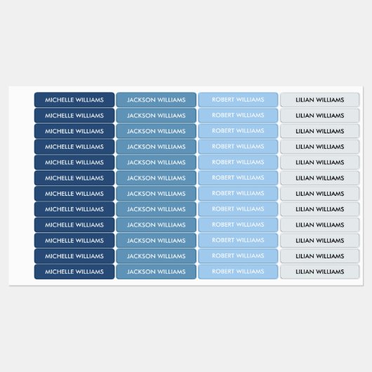 シンプル青グレーパレットの子供の名前 ラベル (シート)