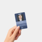 シンプル青ストライプ会社の写真ID バッジ (手持ち)