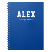 シンプル青パーソナライズされた学科目 ノートブック (正面)