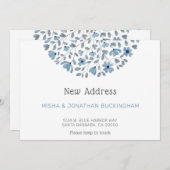 シンプル青フローラ水色新しいアドレス移動 案内状 (正面/裏面)