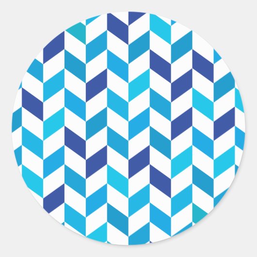 シンプル青ヘリンボーンパターン ラウンドシール (正面)