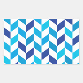 シンプル青ヘリンボーンパターン 長方形シール
