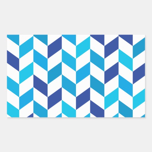 シンプル青ヘリンボーンパターン 長方形シール (正面)