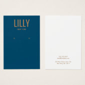 シンプル青モダンイヤリング表示カード (正面&裏面)