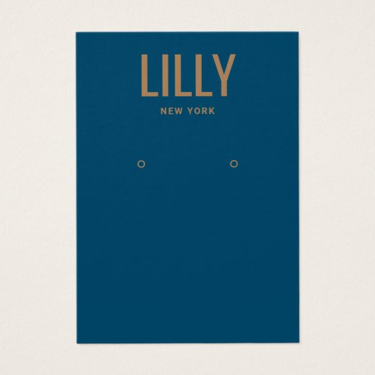 シンプル青モダンイヤリング表示カード (正面)