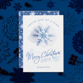 シンプル青モダンクリスマスのスノーフレークの水色 シーズンカード