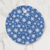 シンプル青モダンクリスマスのスノーフレークの水色 フェイバータグ (裏面)