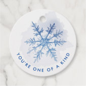 シンプル青モダンクリスマスのスノーフレークの水色 フェイバータグ (正面)
