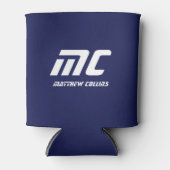 シンプル青モダンクールモノグラムの男 缶クーラー (正面)