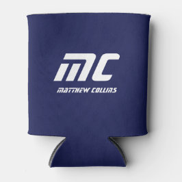 シンプル青モダンクールモノグラムの男 缶クーラー