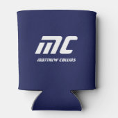 シンプル青モダンクールモノグラムの男 缶クーラー (裏面)