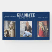 シンプル青モダン写真卒業パーティバナー 横断幕 (横)