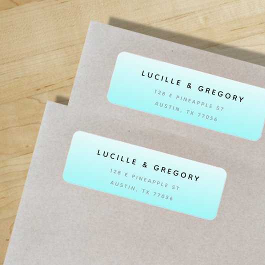 シンプル青モダン勾配差出人住所 ラベル