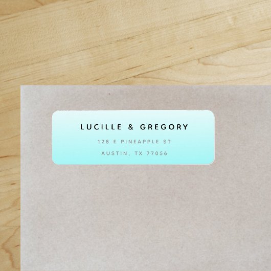 シンプル青モダン勾配差出人住所 ラベル