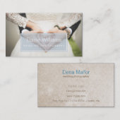 シンプル青モダン地写真名刺 名刺 (正面/裏面)