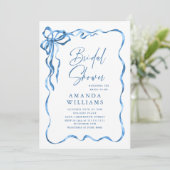 シンプル青モダン手引き弓ブライダルシャワー 招待状 (スタンド正面)