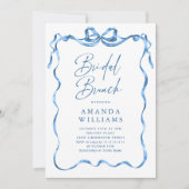シンプル青モダン手引き弓ブライダルシャワー 招待状 (正面)
