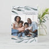 シンプル青モダン植物写真 シーズンカード (スタンド正面)