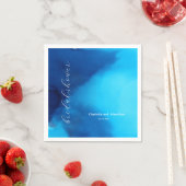 シンプル青モダン流インク スタンダードカクテルナプキン (インサイチュ)