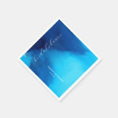 シンプル青モダン流インク スタンダードカクテルナプキン (角)