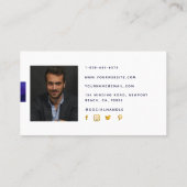 シンプル青モダン王室の金ゴールドプロフェッショナル写真 名刺 (裏面)