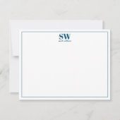 シンプル青モノグモダンパーソナライズされたラム ノートカード (正面)