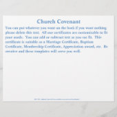 シンプル青数々の目的教会証明書 チラシ (裏面)