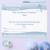 シンプル青数々の目的教会証明書 チラシ (シングル)