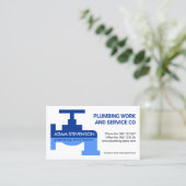 シンプル青水栓の画層の配管 名刺 (スタンド正面)