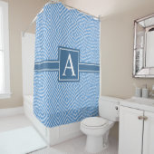シンプル青白モノグラモダンム シャワーカーテン (インサイチュ)