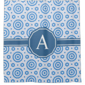 シンプル青白モノグラモダンム シャワーカーテン (正面)