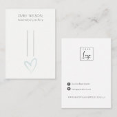 シンプル青色ハートヘアクリップピン表示 名刺 (正面/裏面)