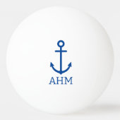 シンプル青・白いかりモノグラ航海のム 卓球ボール (裏面)