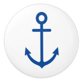 シンプル青・白航海のいかり セラミックノブ (正面)