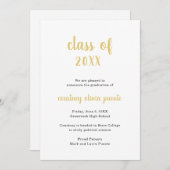 シンプル非モダン写真金ゴールド卒業 案内状 (正面/裏面)