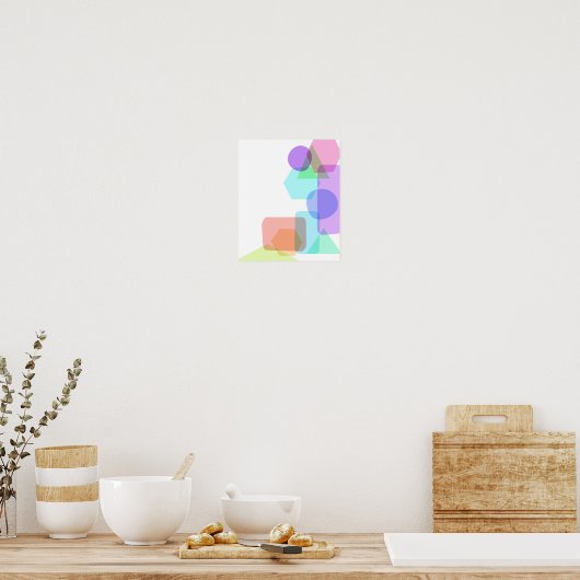 シンプル非対称パステル色の幾何学図形 ポスター (キッチン)