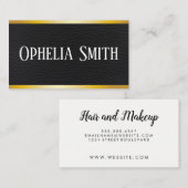 シンプル革とフェイク金ゴールドのトリム 名刺 (正面/裏面)