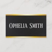 シンプル革とフェイク金ゴールドのトリム 名刺 (正面)