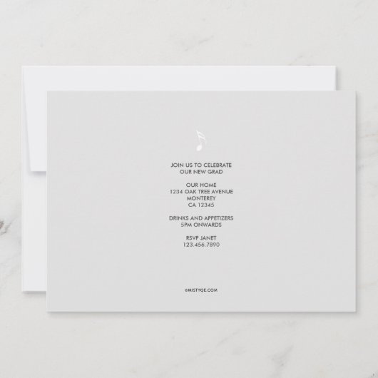 シンプル音楽専攻の卒業招待状 案内状 (裏面)