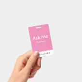 シンプル頼ピンクパーソナライズされたボランティア バッジ (手持ち)