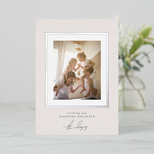 シンプル額エレガント額写真枠メリークリスマス 箔シーズンカード (立ち正面)