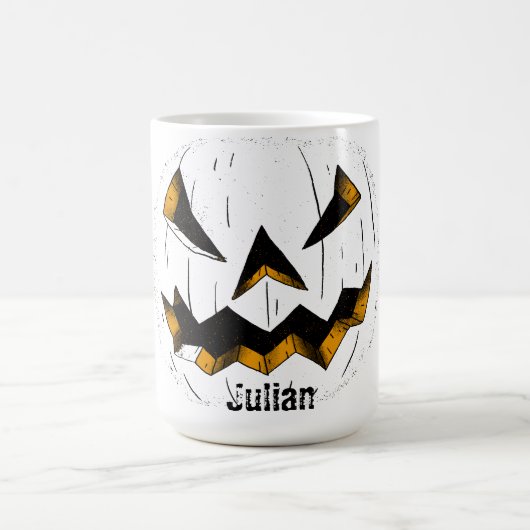 シンプル顔ハロウィーンジャックオランタンパンプキン コーヒーマグカップ (中央)