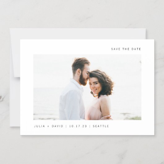 シンプル願い |写真の結婚式の日付の保存 マグネット招待状 (正面)