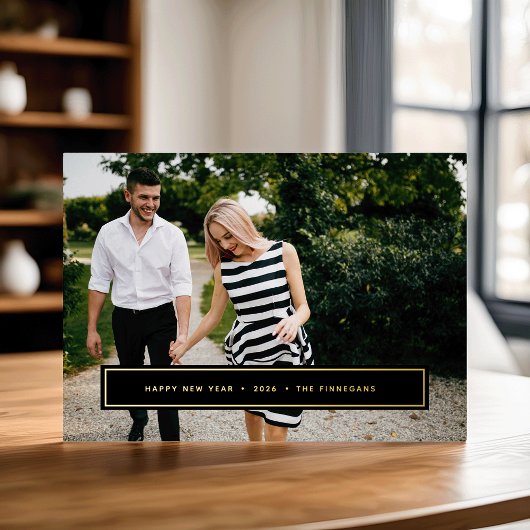 シンプル願い |編集可能な新年写真の色 箔シーズンカード