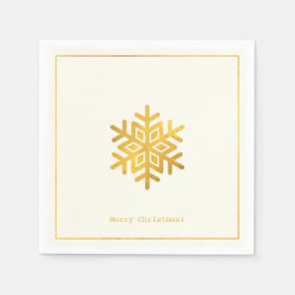 シンプル願い・金ゴールドミニマルスノーフレーク・クリスマス スタンダードカクテルナプキン