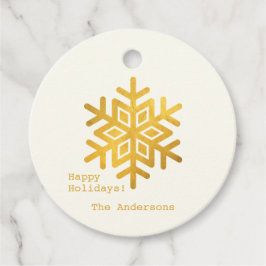 シンプル願い・金ゴールドミニマルスノーフレーク・クリスマス フェイバータグ